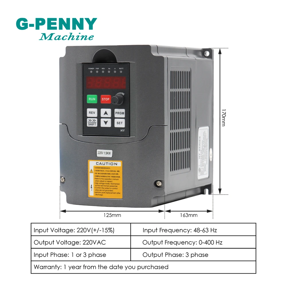 Wassergekühlte Spindel 1,5 kW ER11 Spindel für CNC-Maschine & 1,5 kW HY-Wechselrichter/VFD & 65 mm Aluminiumhalterung & 75 W Wasserpumpe