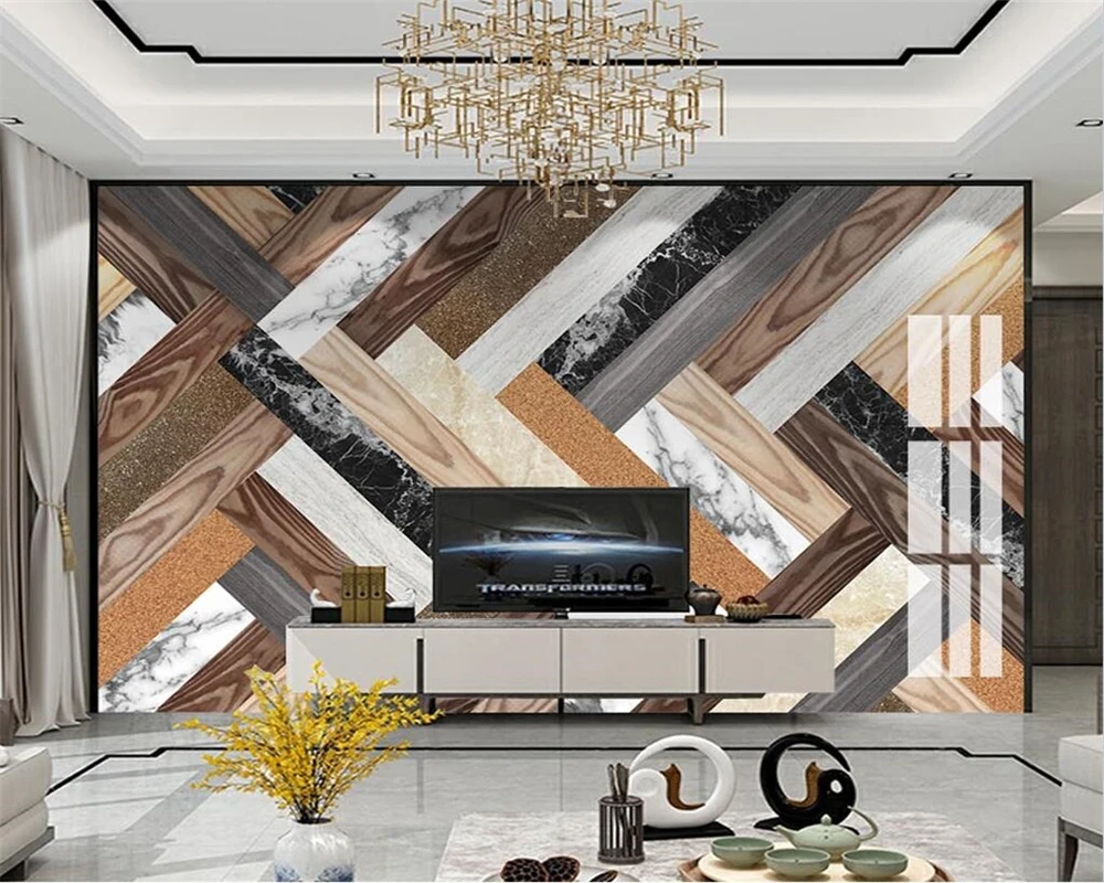 beibehang Custom New Modern Simple Abstract Geometric Marble TV Background Wallpaper papier peint wall papers home decor