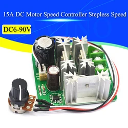 DC 6V-90V 15A DC Motor Speed Controller Stepless Speed Regulation Pulse Width PWM DC 12V 24V 36V 48V 1000W DC 6V-90V 15A DC Moto