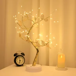 Gold Leaf Tree Led Light Home Outdoor Decoration Wedding New Year Gift  Plum Bossom Flowers Sparkly Lamp Bedroom Ornaments