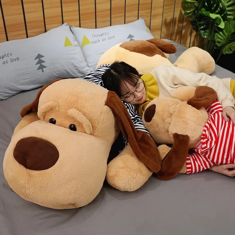 

70/90cm High Quality Cute Lying Dressing Dog Plush Toys Cartoon Soft Animal Doll Baby Kids Gift Stuffed Bed Pillow Birthday Gift