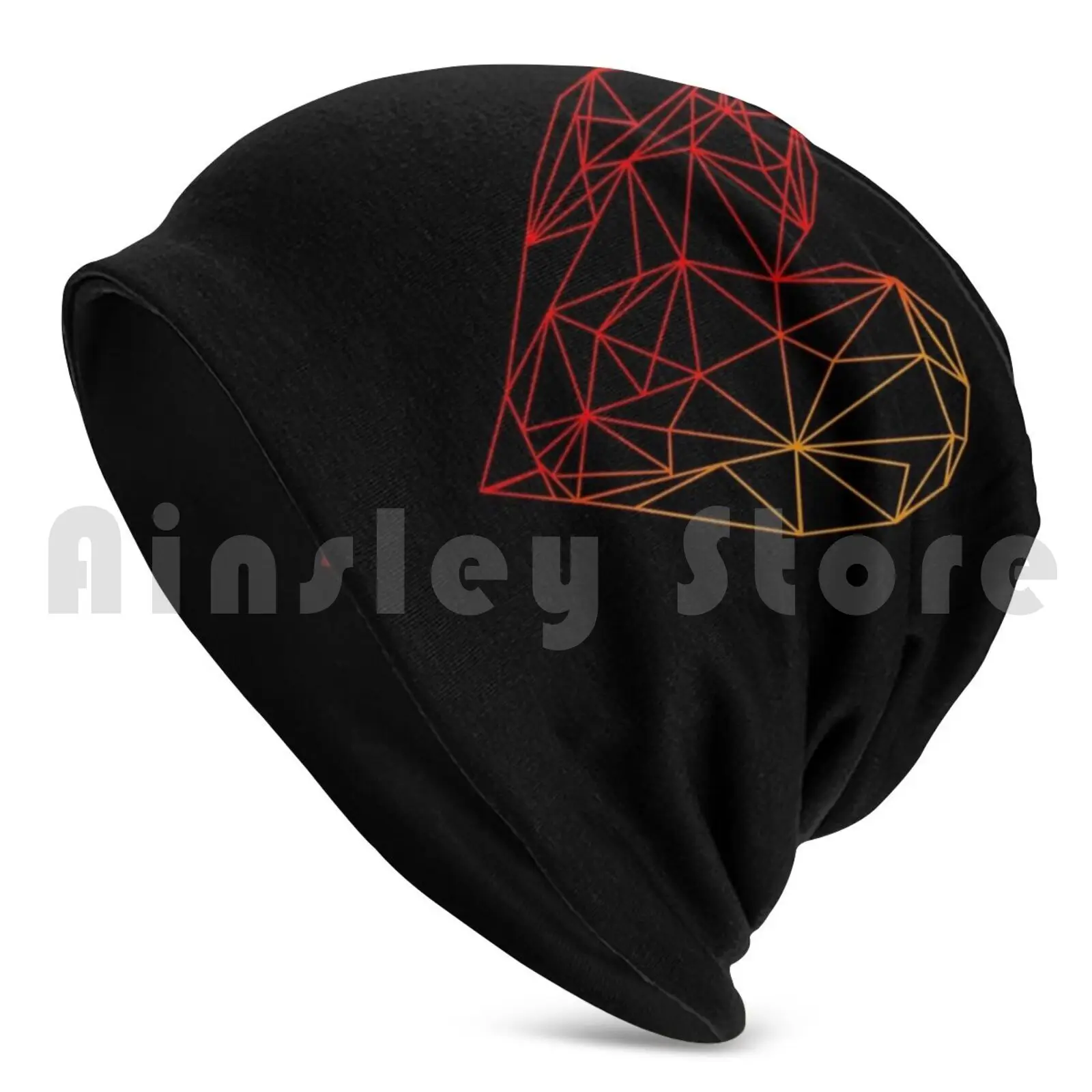 Polygon Red Pattern Creative Beanies Pullover Cap Comfortable Polygon Red Template Creative Stylish Cardiology Cardio