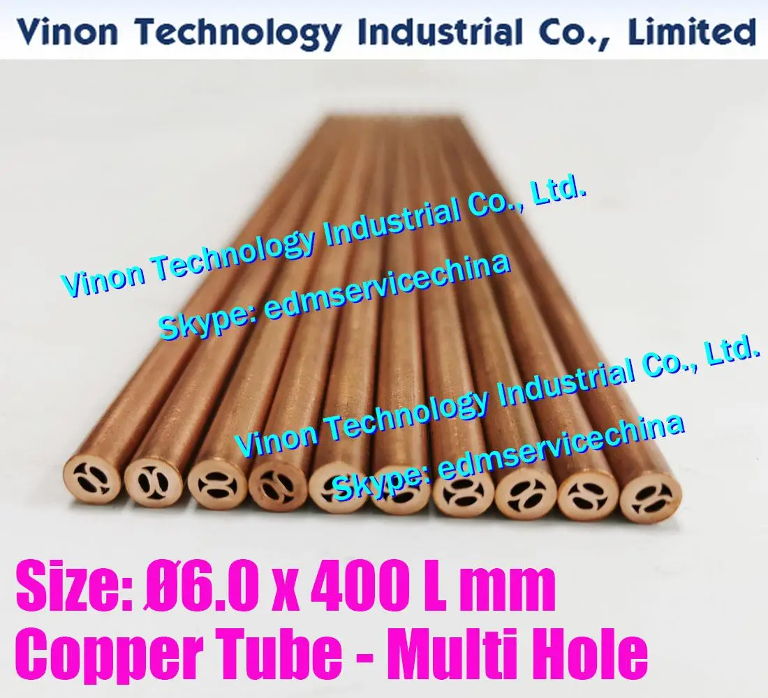 (30PCS/LOT) Ø6.0x400mm Copper Tube Multihole, EDM Copper Tube Electrode MultiChannel Dia. 6.0mm Length 400mm for Superdrill Edm