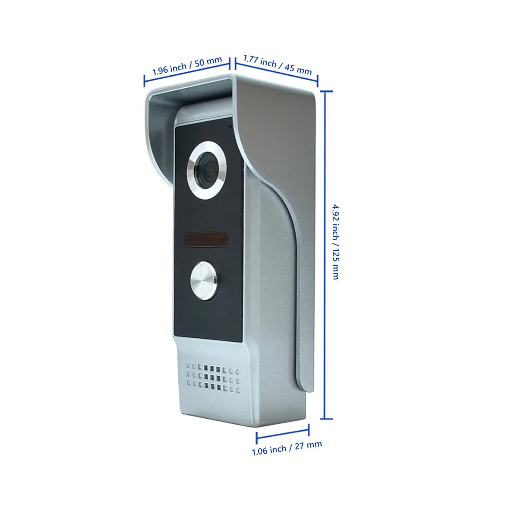 7 inch video door phone system video intercom doorbell kits aluminum alloy night vision camera 3-monitor  1-Door Camera