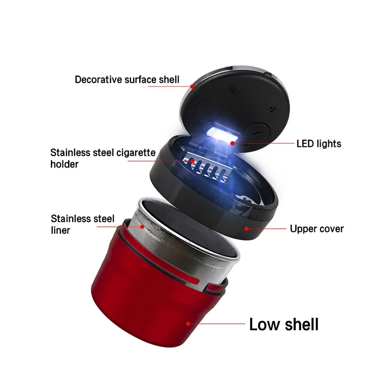 Botão de aço inoxidável plástico do cinzeiro do carro, LED aberto do estilo, Kia GT, Gtline, Forte, Rio, Stinger, Seltos, K3, KX5, K4, K5,