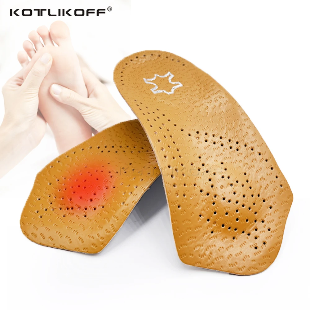 

Leather Casual Shoes Insoles For Feet Orthopedic Shoes Soles Breathable Arch Support Half Pad Flat Foot Heel Damping Insert