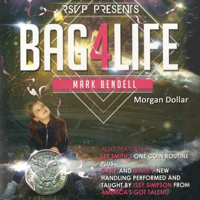 Bag4Life (1 Morgan Dollar and DVD) Magic Tricks Close Up Street Illusions Gimmick Prop Named Coin Thru Clear Plastic Bag Magica