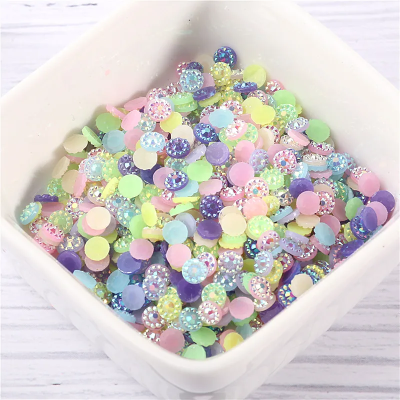 4mm 5mm 6mm Sunflower Nail Rhineston Cone flower faceted Jelly AB Resin Crystal Flatback Cloth Decorations Nonhotfix Rhinestones