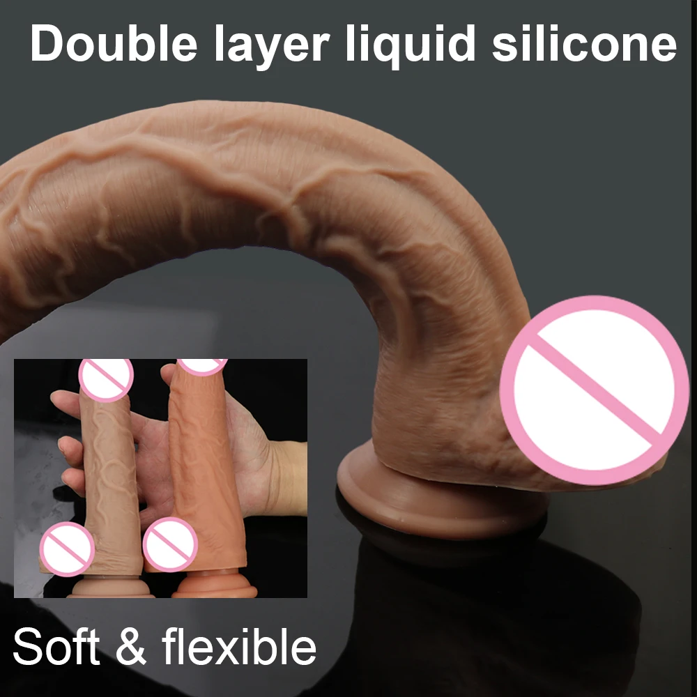 Big Dildo Erotic Soft Double-layer Silicone Long Dildos Realistic Penis Suction Cup Dick for Anal Orgasm Adult Sex Toy for Woman