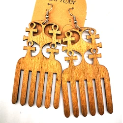 2022 ankh pick comb Wooden Earrings