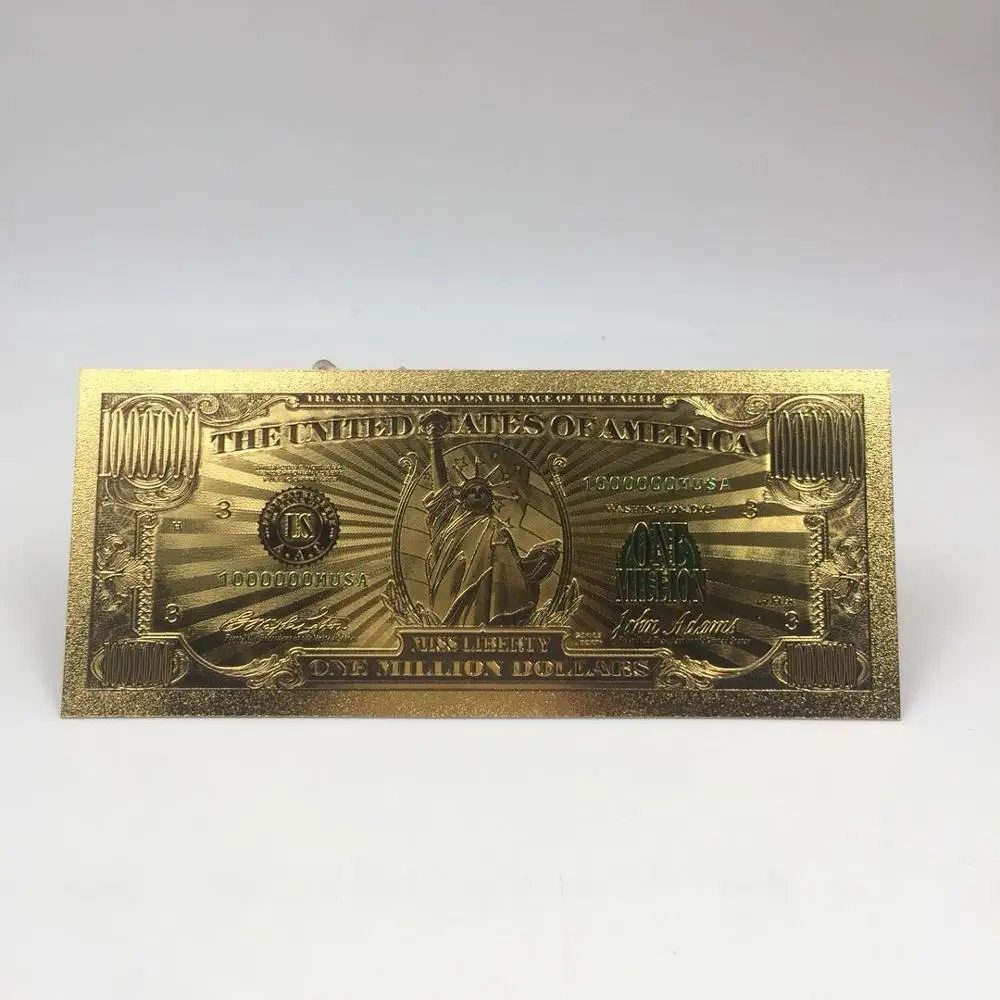 1pc Drop Shipping high quality $1 Million Dollar Bill Banknotes Decoration Antique Plated Gold USA Souvenir Home Decoration