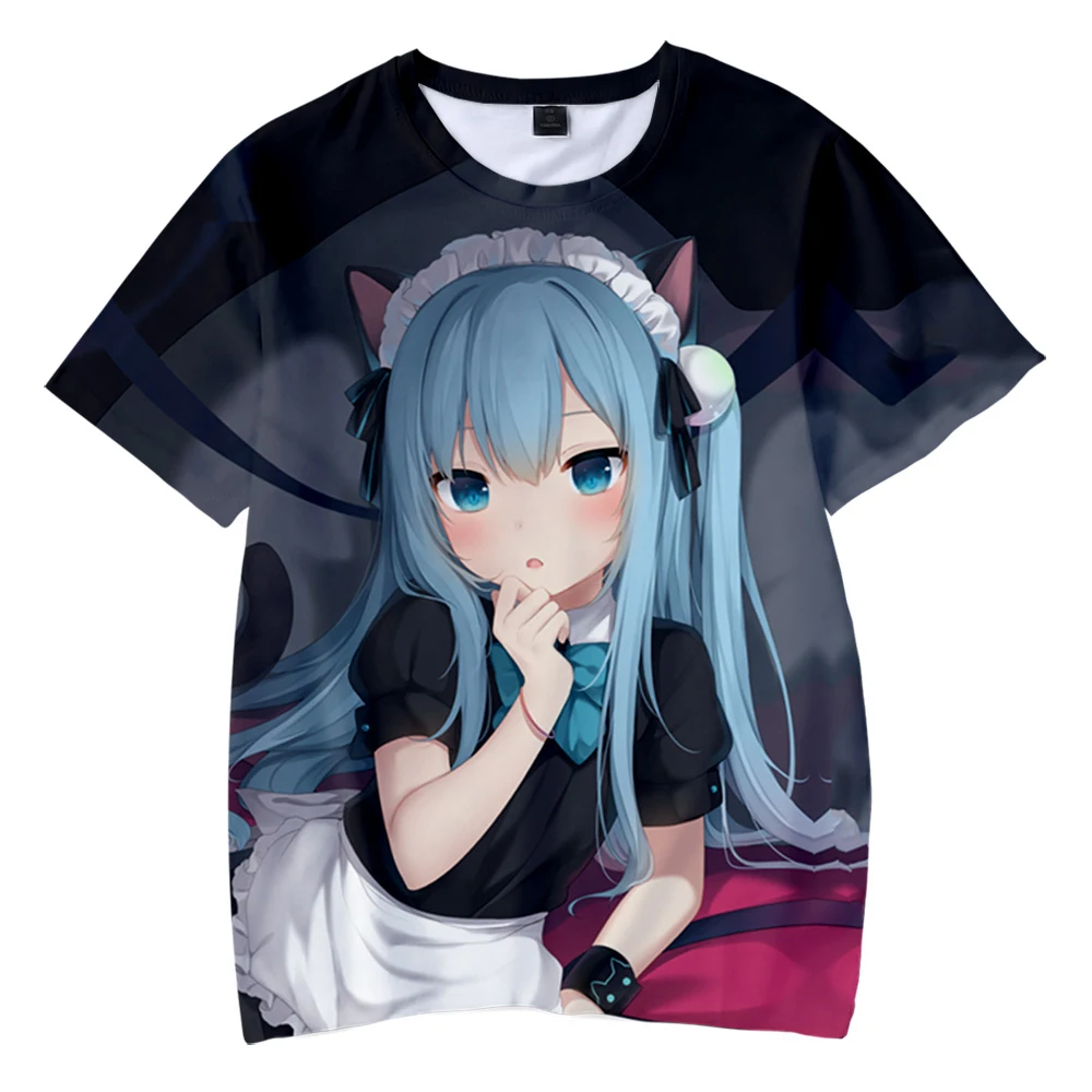 2021 Latest Manga Cute Girl Nekoha Shizuku Summer T-shirt O-neck Tshirt Fashion 3D Print Adult/kids Short Sleeve Tees