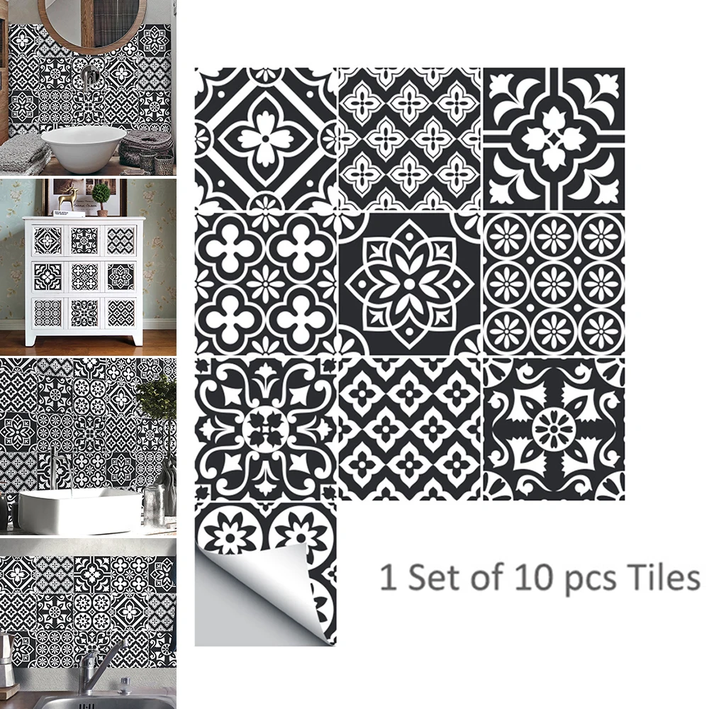 DIY Tiles Sticker Decals Waterproof Anti-skid Bathroom 20pcs Oil-proof