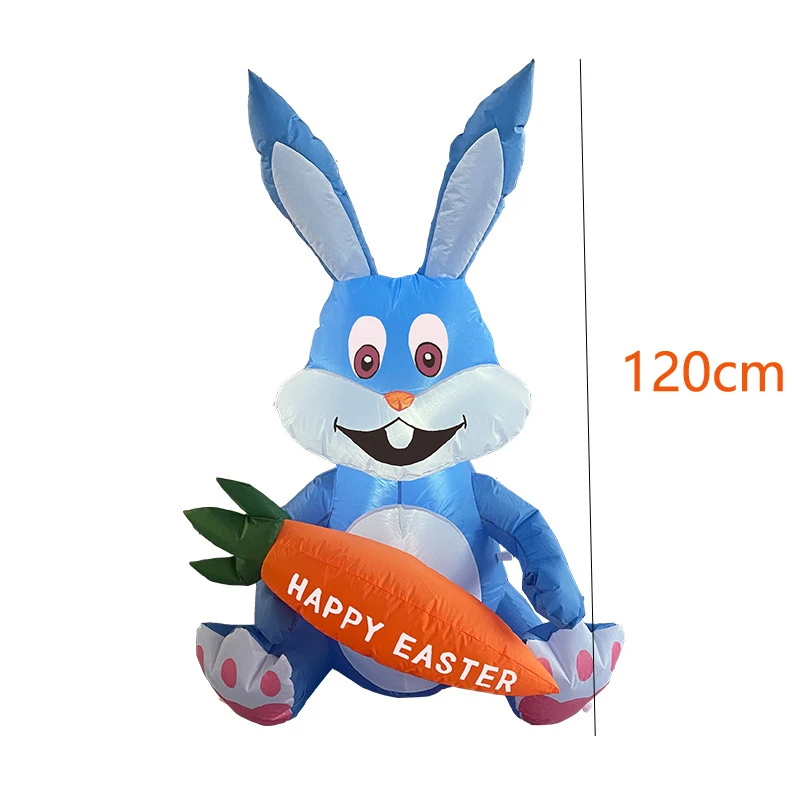 4 Feet Tall Easter Inflatable Bunny with LED Lights Easter Inflatable Rabbit for Home Lawn Yard Decoration Blow Up Outdoor Toys