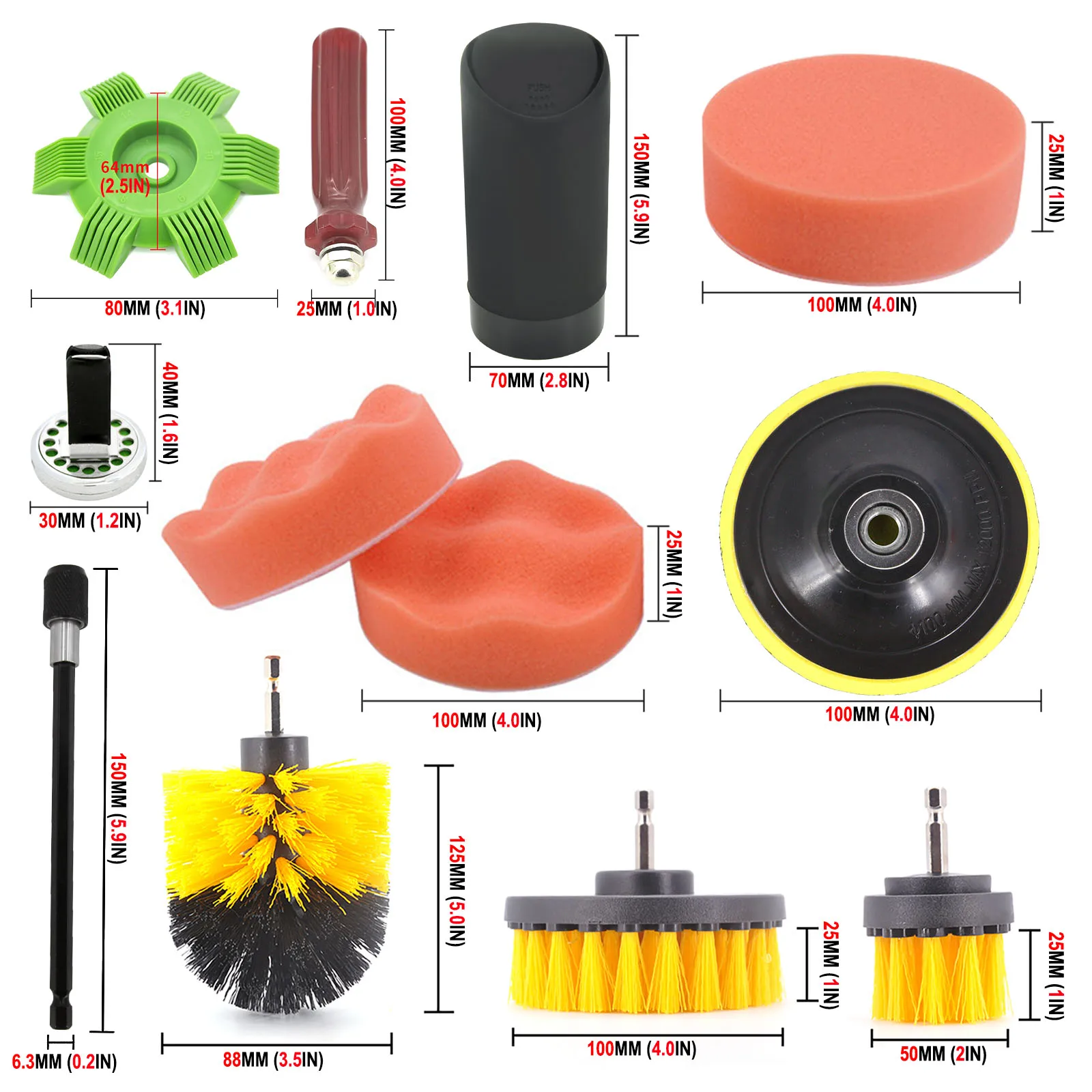 Car Cleaning Kit Scrubber Drill Detailing Brush Set Air Conditioner Vents Towel Washing Gloves Polisher Adapter Vacuum Cleaner