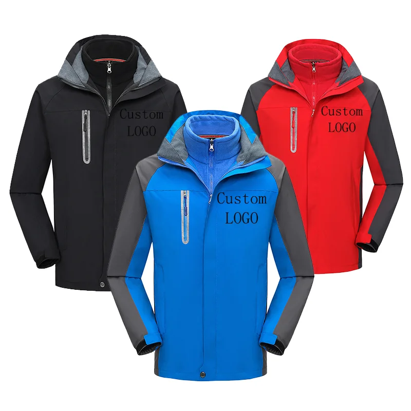 

autumn and winter men's jacket fleece thick three-in-one men's jacket windbreaker breathable waterproof men's clothing
