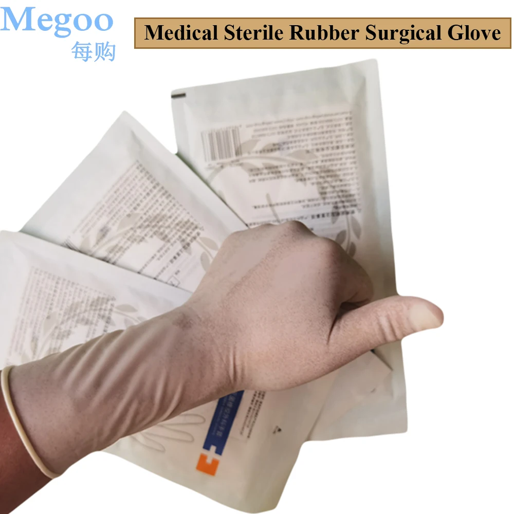 

50Pcs No.7/7.5 Disposable Medical Sterile Rubber Surgical Glove Latex Examination Glove For Hospital Clinic Surgery Food Process