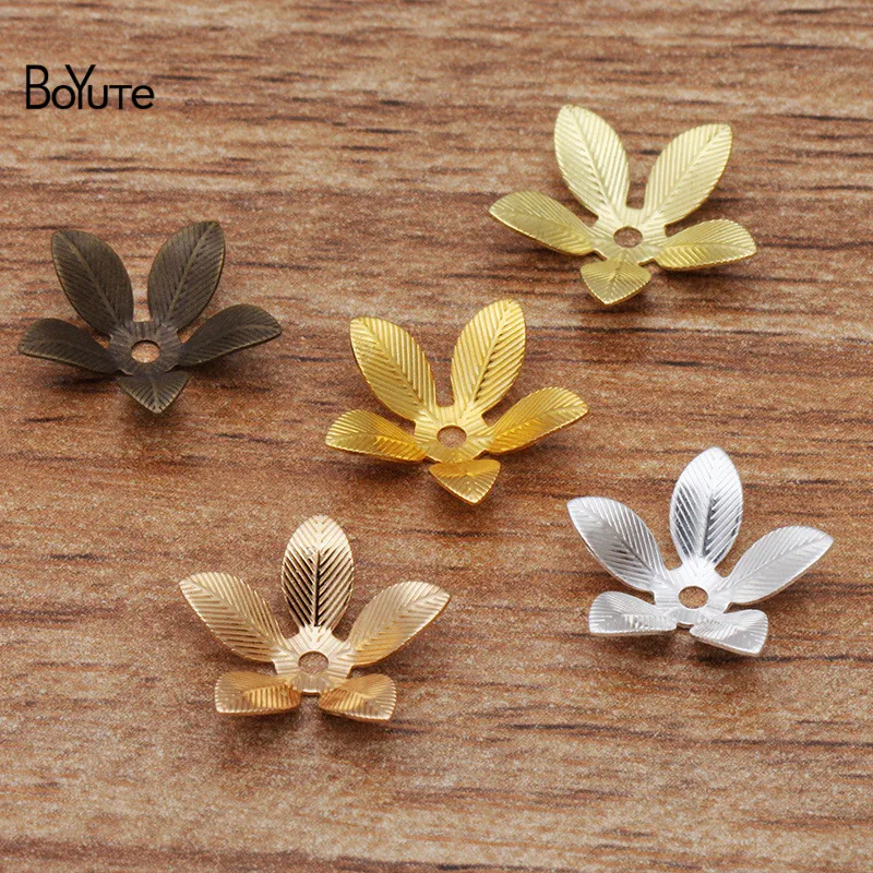 BoYuTe (200 Pieces/Lot) 13MM Stamping Brass Flower Bead Caps Floating Charms Diy Charms for Jewelry Making