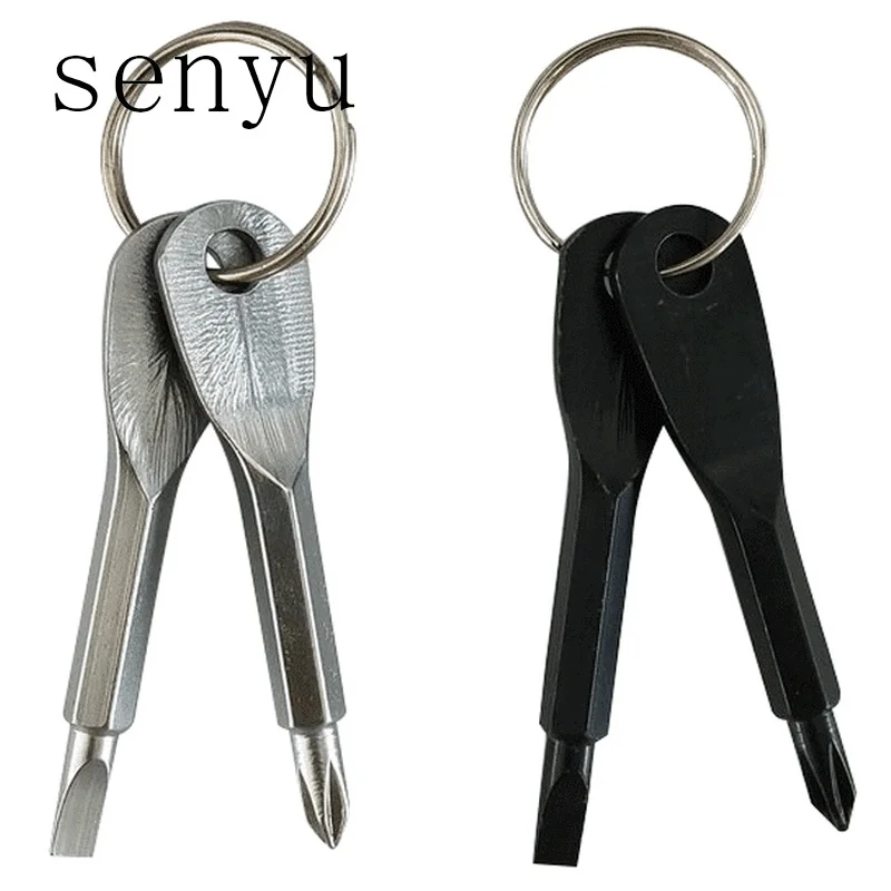 2PC Phillips Screwdrivers Key Shape Precision Cast Steel Mini Slotted Keychain Pocket Repair EDC Tools Multifunction
