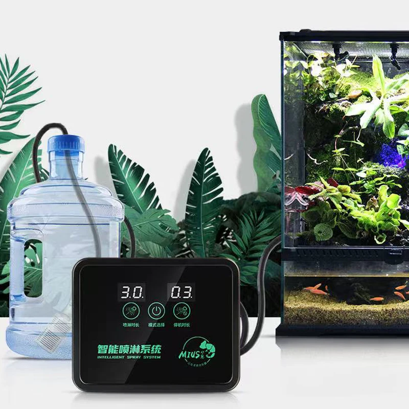 Sistema de riego automático inteligente para jardín, sistema de nebulización por pulverización, terrario para mascotas, bosque Tropical, reptiles