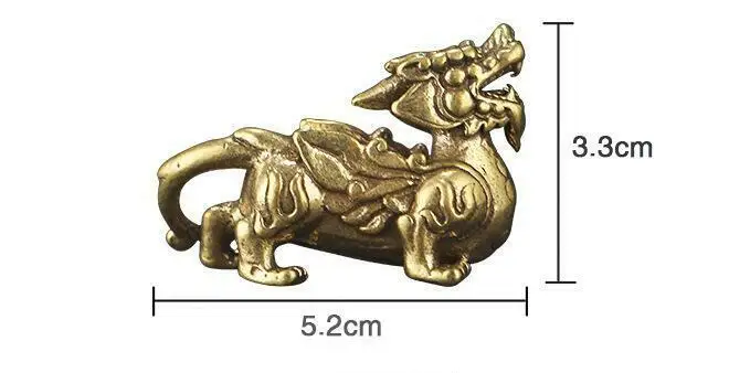 55MM Small Curio Chinese Bronze Lovable Animal Pixiu Pi Xiu Unicorn Beast Statue