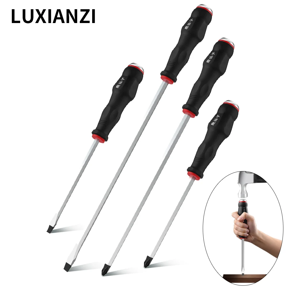 LUXIANZI 1pc Lengthen Screwdriver Slotted Phillips Magnetic Bit For Car Household repair Hand Tools Can be knocked Screw Driver