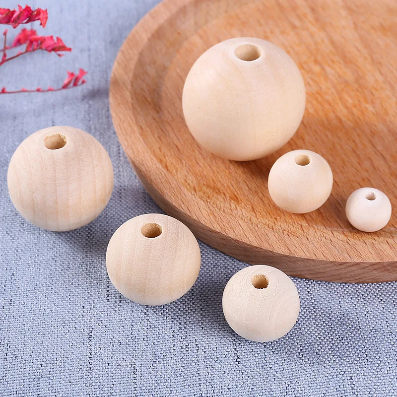 4-30mm Loose Round Ball Spacer Bead Natural Lead-Free Wooden Beads For Jewelry Making Bracelet Necklace Handmade Accessories