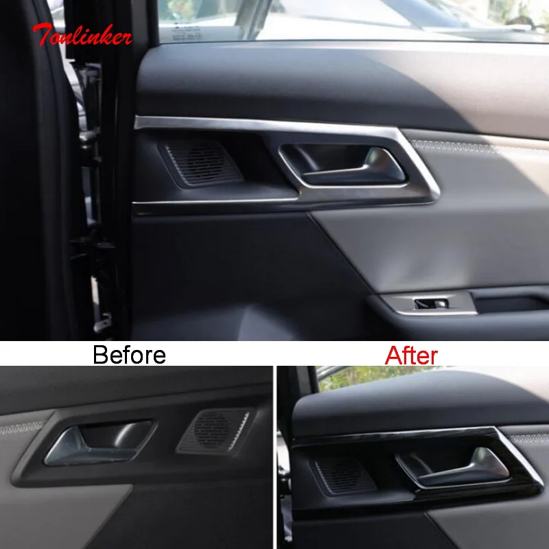 Tonlinker Interior Car Door Handle Panel Cover Sticker For Citroen C5X 2021-22 Car Styling 4 PCS Stainless Steel Cover Sticker