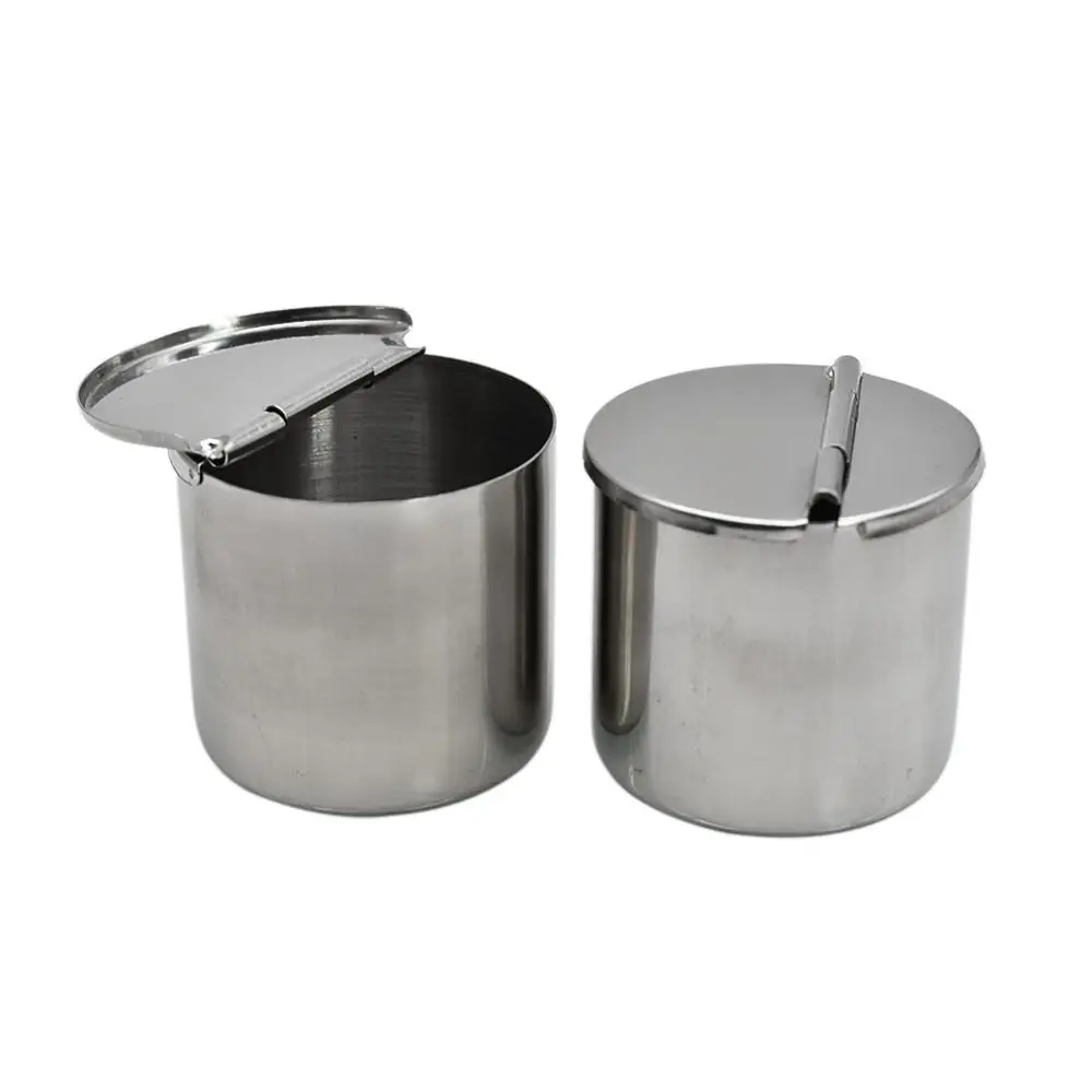 

1pcs Stainless Steel Medical Cotton Alcohol Disinfection Jar Half Clamshell Oral Ointment Cylinder tank Holder Dental Material