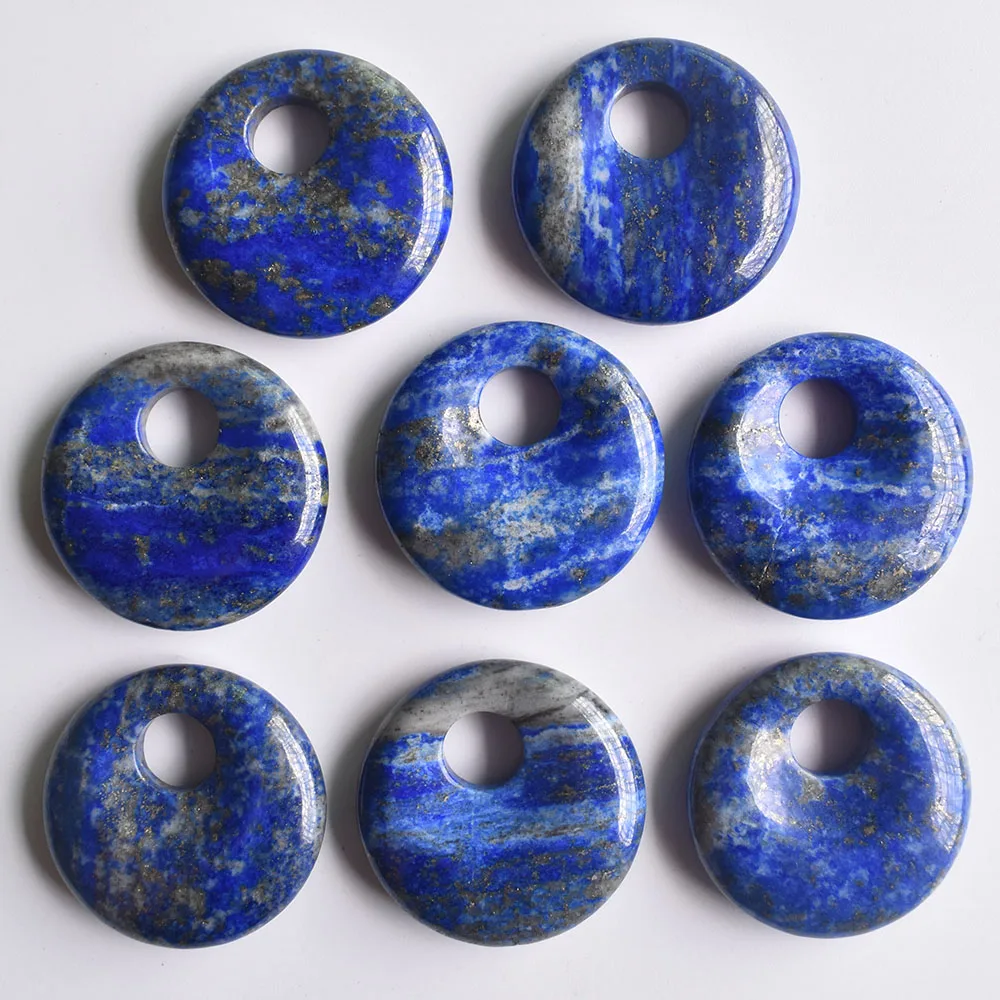 

High quality Natural Lapis Lazuli gogo donut charm pendant beads for jewelry accessories making Wholesale 8pcs/lot