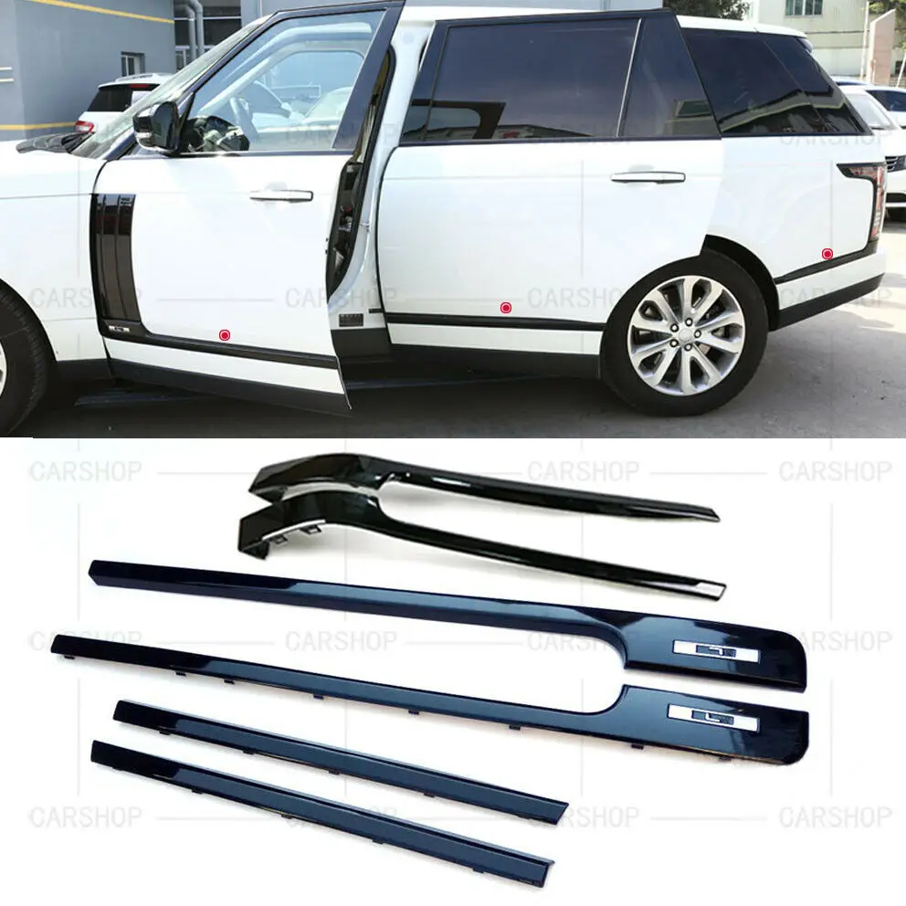 For Land Rover Range Rover Vogue L405 2013-2020 6pcs/SET Top Black Door Side Molding Trim Strip Kit