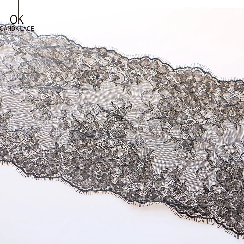 1 m long 24 cm wide eyelash lace fabric DIY decorative high quality soft nylon eyelash lace decorative wedding dress fabric