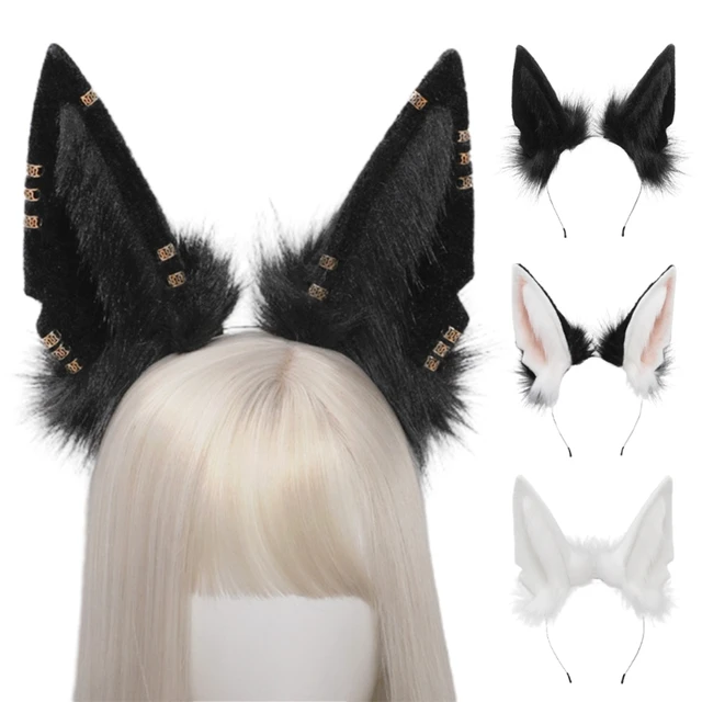 Kobiety zwierząt wilk uszy stroik pluszowy Hairband Furry Lolita pałąk Anime na Halloween boże narodzenie akcesoria Cosplay