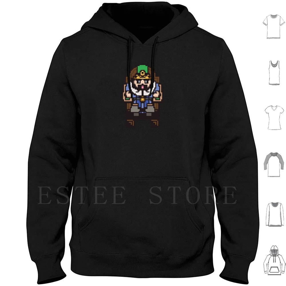 Pixel King's Trono Hoodies Pixel King Trono Jogo Gráficos Fantasia Medieval Bonito Chibi Barba Bigode Laugh