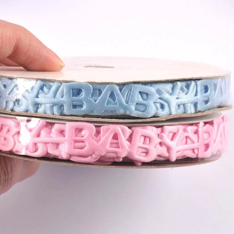 10-15mm Pink/Blue Ribbons For Crafts Supplies Embroidered Fabric Baby Shower DIY Decoration DIY Sewing Wrapping Gift Accessories