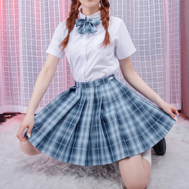Diablo Girl's Summer High Waist Pleated Skirts Plaid Skirts Short Women Dress For JK School Harajuku Uniform Students Clothes