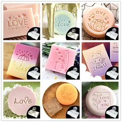 LOVE Word Valentine's Day Flower Cartoon Pattern Soap Stamp Handmade Making Soap Seal DIY Natural Transparent Resin Tools