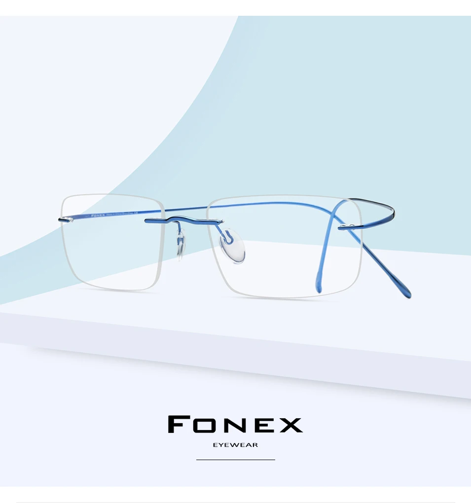 FONEX B Titan Brillengestell Herren Neues Markendesign Randlose quadratische Brillen Rahmenlose Damen Ultraleichte japanische Brillen 85634 – Detail 3