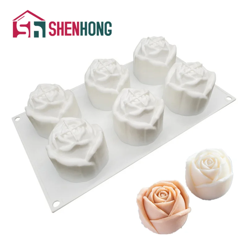 SHENHONG Silicone Mold Cake Rose Flowers Shape 3D Mould Wedding Dessert Mousse Candy Bakeware Tools