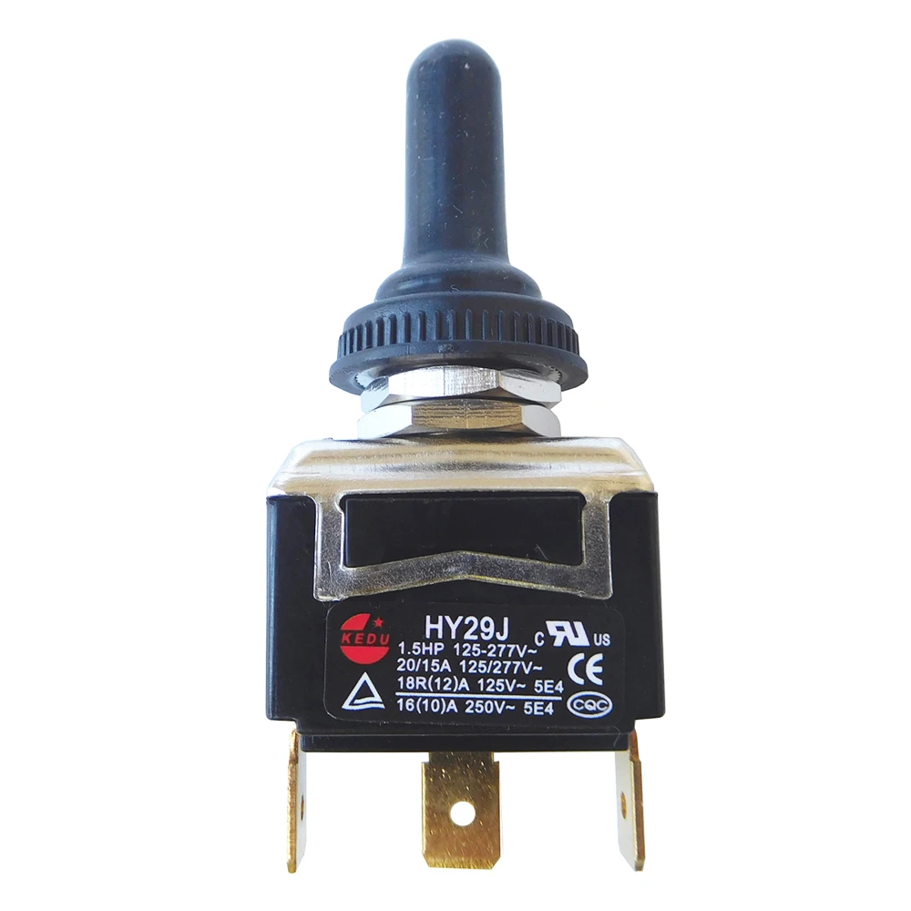 KEDU HY29J Przemysłowe przełączniki dwustronne On-Off-On z dwustronnym do urządzeń i urządzeń 3-pinowa zakładka 125/277V 20/15A