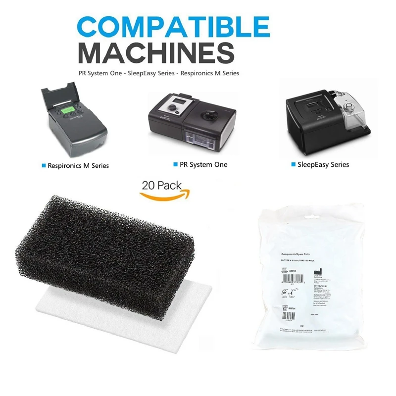 CPAP Filters - Foam Filter and Ultra Fine Filters - Suitable for Ventilator - 40Pcs