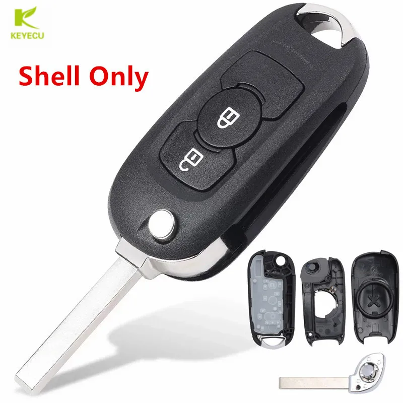 KEYECU Replacement Shell Flip Folding Remote Key Case 2Button for Opel/Vauxhall Astra K 2015 2016 2017 2018 2019 P/N: 13588683