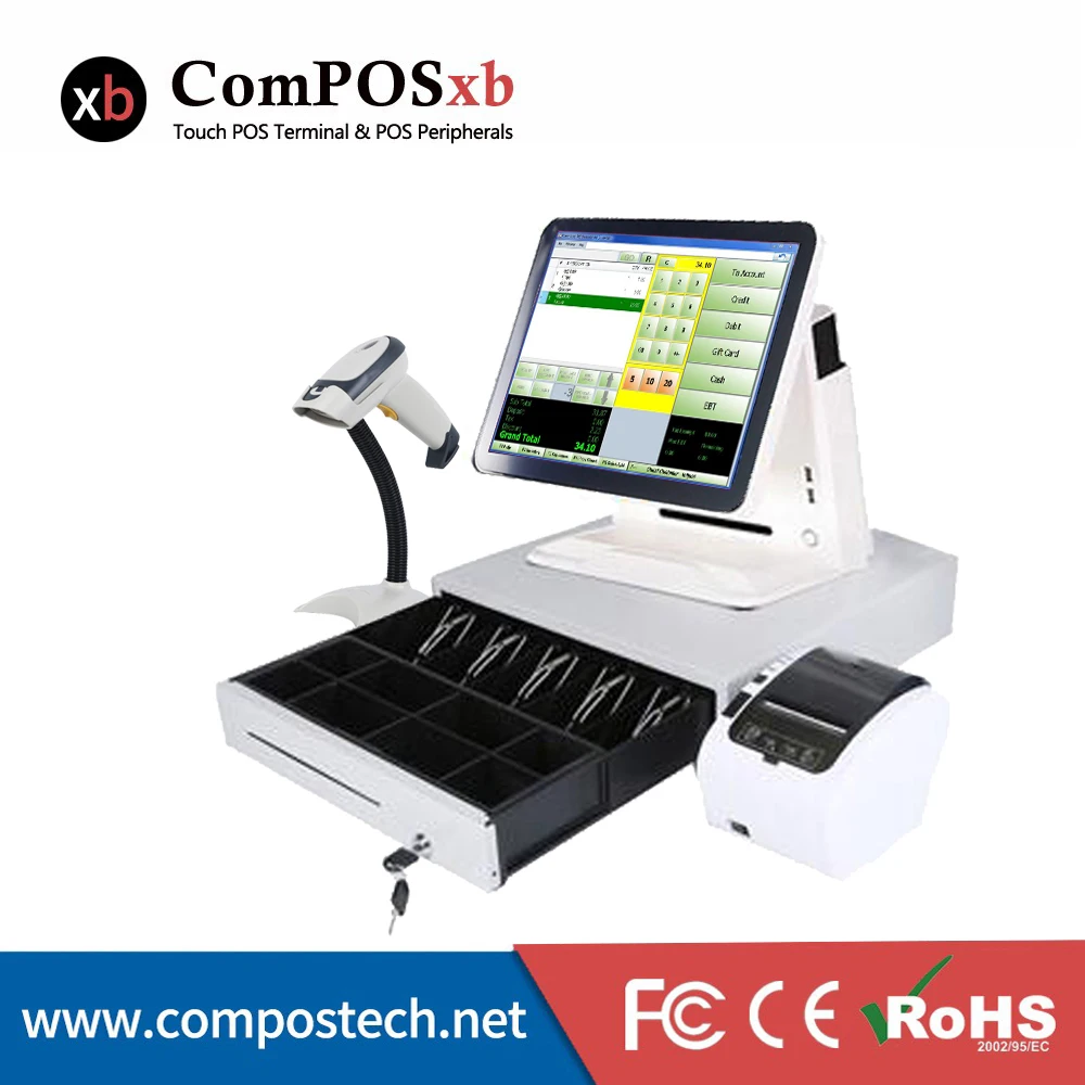 

Pos Terminal 15 inch Touch Screen Billing Machine/All in One POS/ Restaurant Free Shipping POS Systems with printer