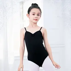 Girls Ballet Leotards Candy Color Spaghetti Strap Camisole Dance Leotards Ballet Costumes Low Back Mesh Gymnastic Dance Bodysuit