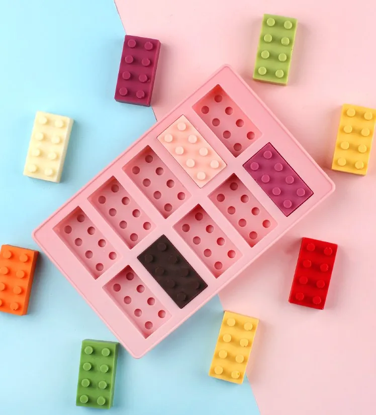 6 even Building Block Puzzle Chocolate Mould 18.9x12cm Ice Cream DIY Block Ice Cube Tray Building Bricks Jelly Cake Mould