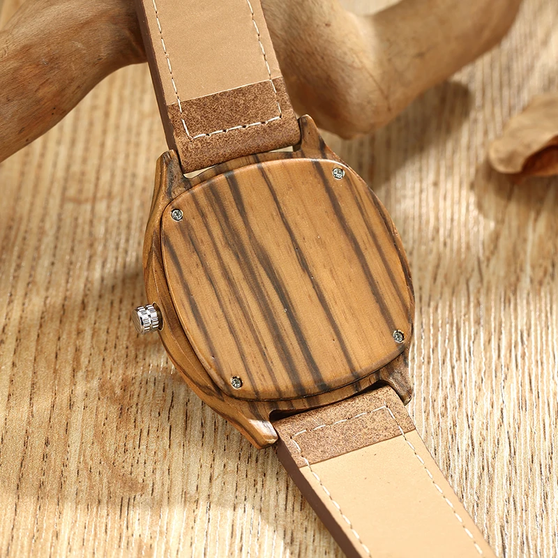 6TYPE Nature Wood Watches Men Women Genuine Leather Wrist Watch Handmade Bamboo Quartz-Watch Unisex Men\'s Gift Relogio Masculino