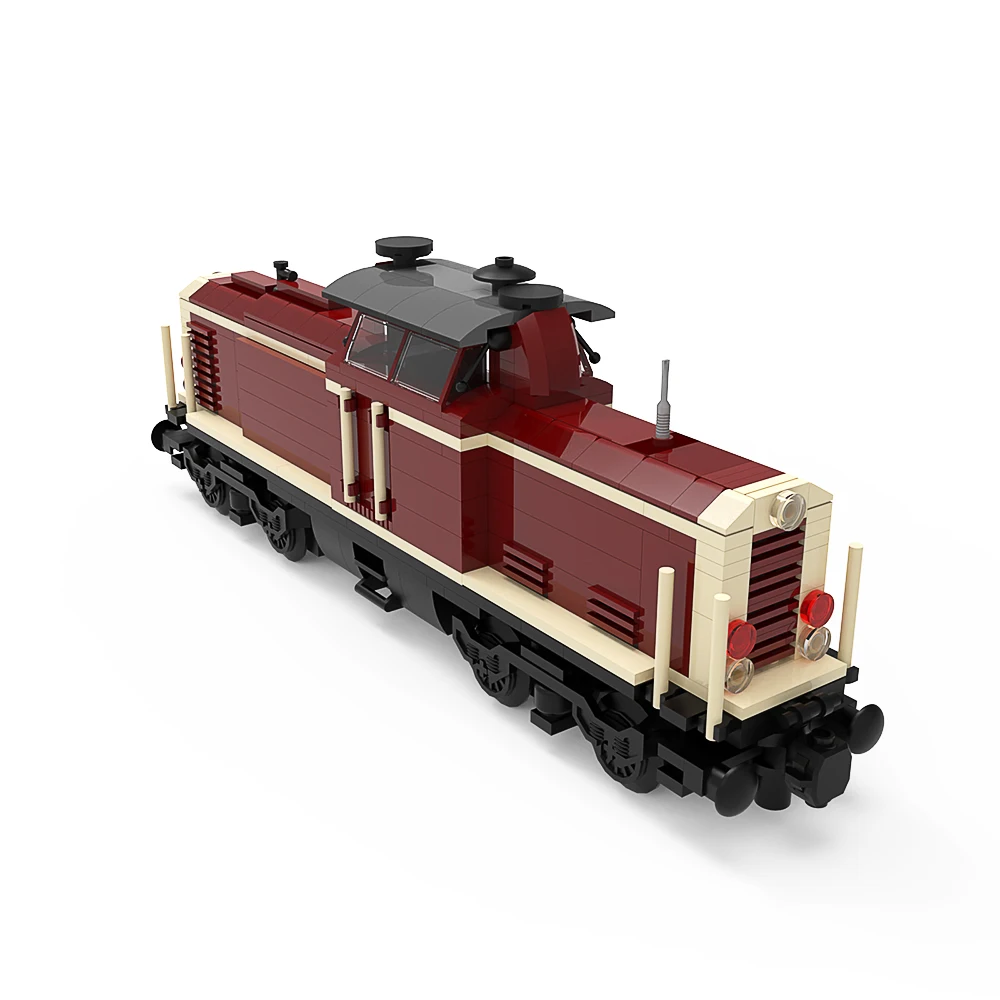 MOC-35655 V100 German Cargo Locomotive Building Block Kit City Train Track Carriage Railway Railroad Brick Toys Gift For Kids