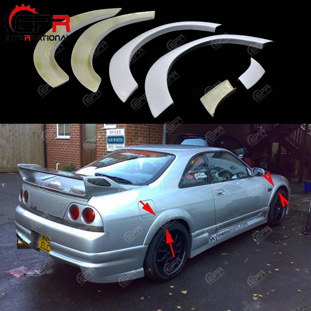 

For Nissan R33 Skyline GTS 400R Style FRP Fiber Black or White Unpainted Wheel Arches (6pcs) Car Exterior accessories Body kits