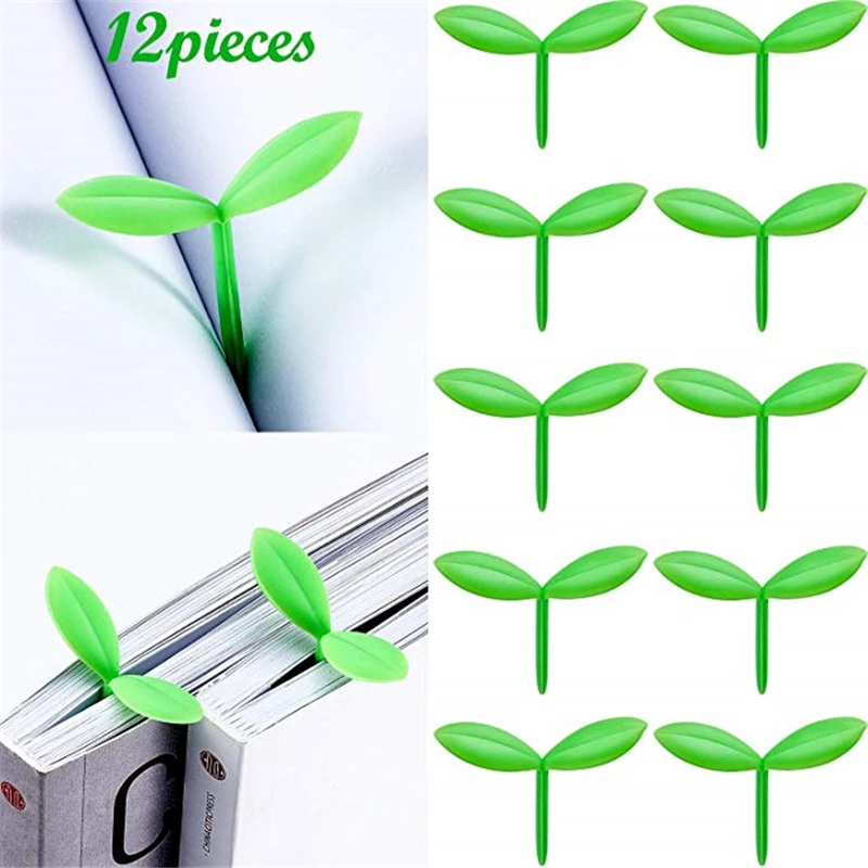 12 Pieces Creative Little Sprout Bookmarks Silicone Buds Small Grass Cute Book Mark Decoration Leaves accessoriea school student