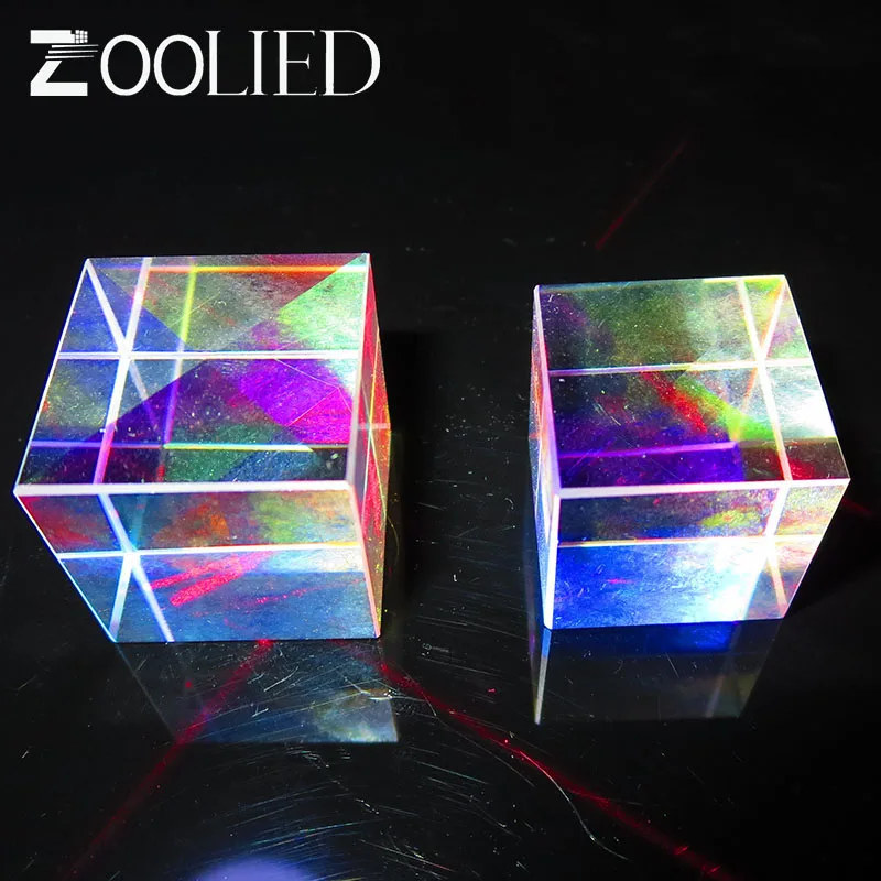 Splitter Cube Prism Six-Sided rainbow Light Combine Colorful Stained Glass Beam Splitter Optical Experiment Instruments Prisma